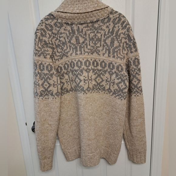 Triple Five Soul Cardigan Men's Medium Sweater Oatmeal Beige Grey Knit - Picture 12 of 13